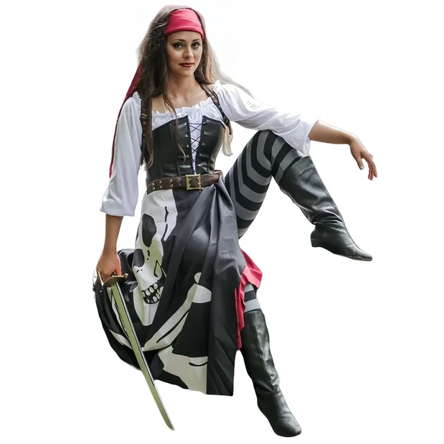 Womens Skeleton Flag Rogue Pirate Costume