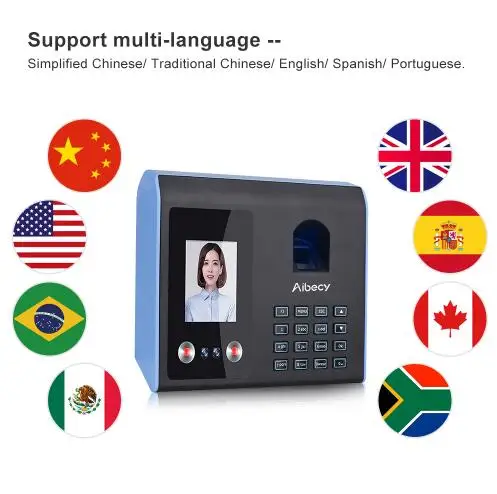 E6 Intelligent Attendance Machine Face Fingerprint Password Recognition Mix Biometric Time Clock for Employees