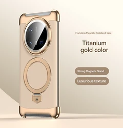 Sleek Magnetic Leather Phone Case with Rotating Bracket for Huawei Mate 80 RS (Gold)