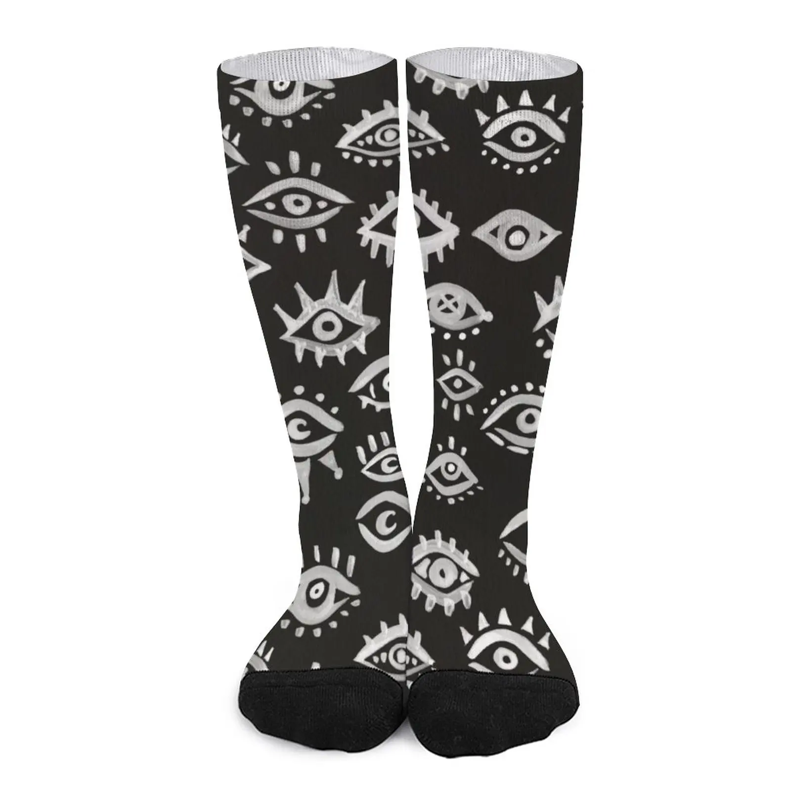 Mystic Eyes – White on Black Socks hiking golf basketball Heating sock h blockx fly eyes 1 cd