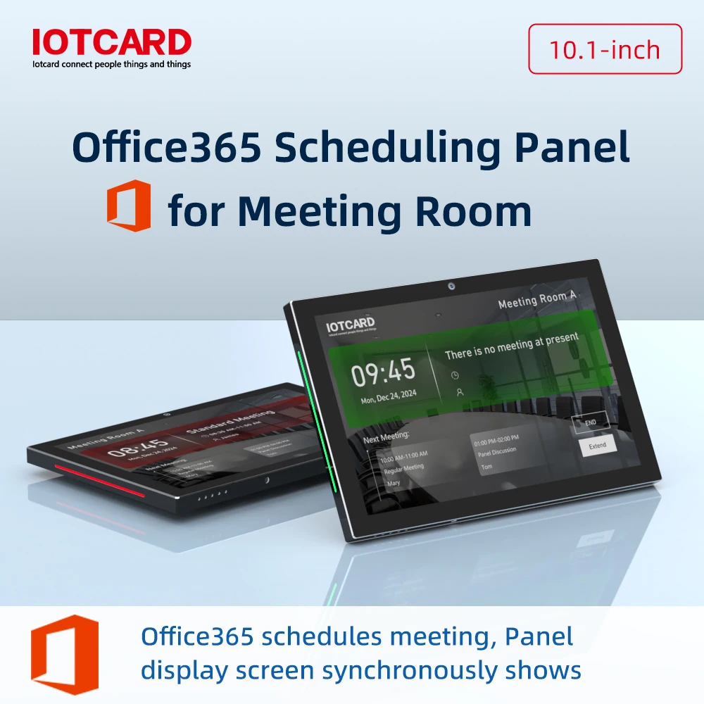 10.1-inch Office 365 Scheduling Panel Meeting Room Tablet Touch Scheduler Tap Android 11 with LED Light PoE Suit for Conference