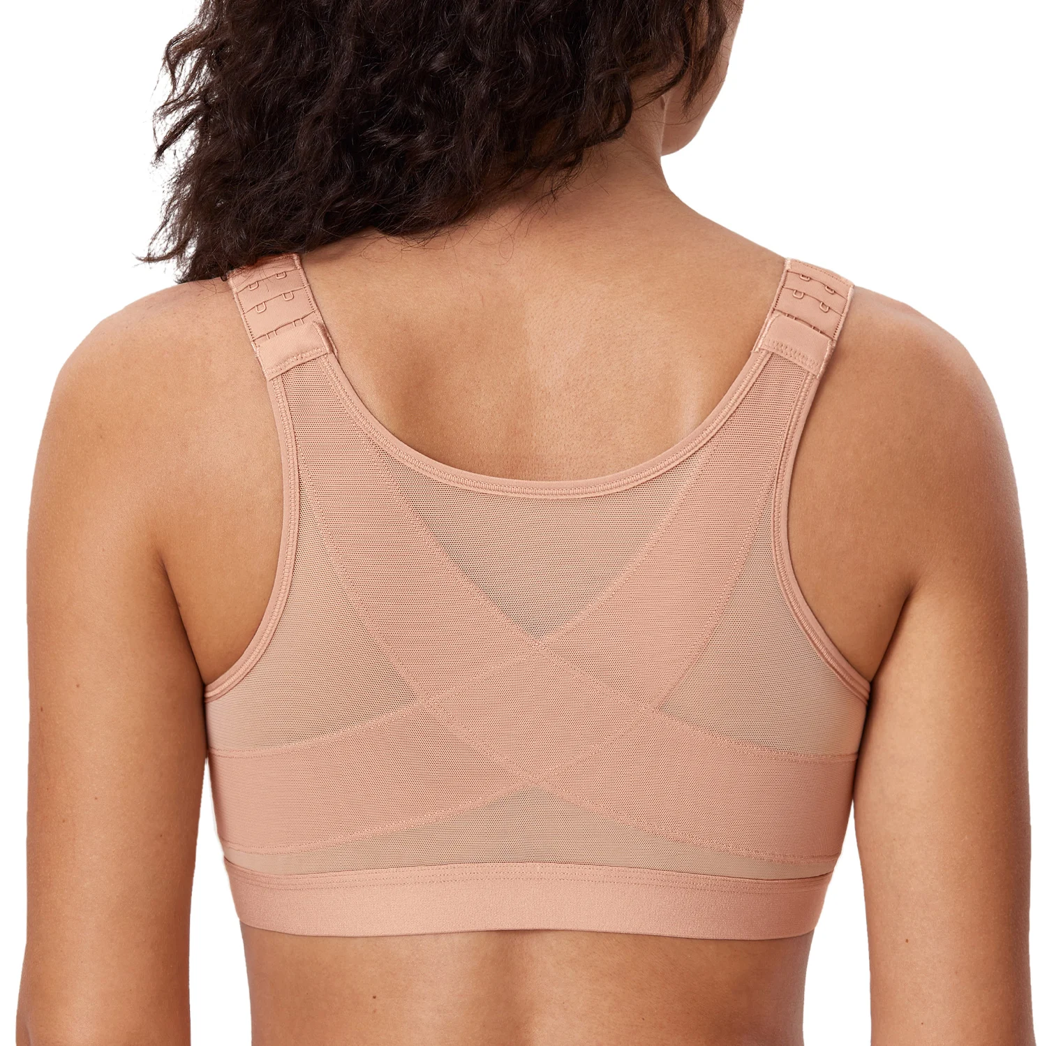 Women's Front Closure Posture Wireless Back Support Full Coverage Bra Plus Size