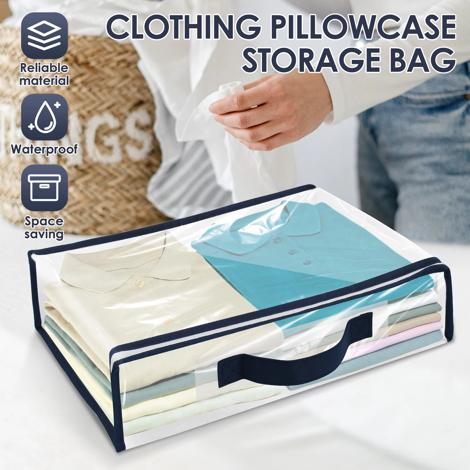 Waterproof Dustproof Clear Zippered Storage Bags for Bedding and Textiles (Set of 6)