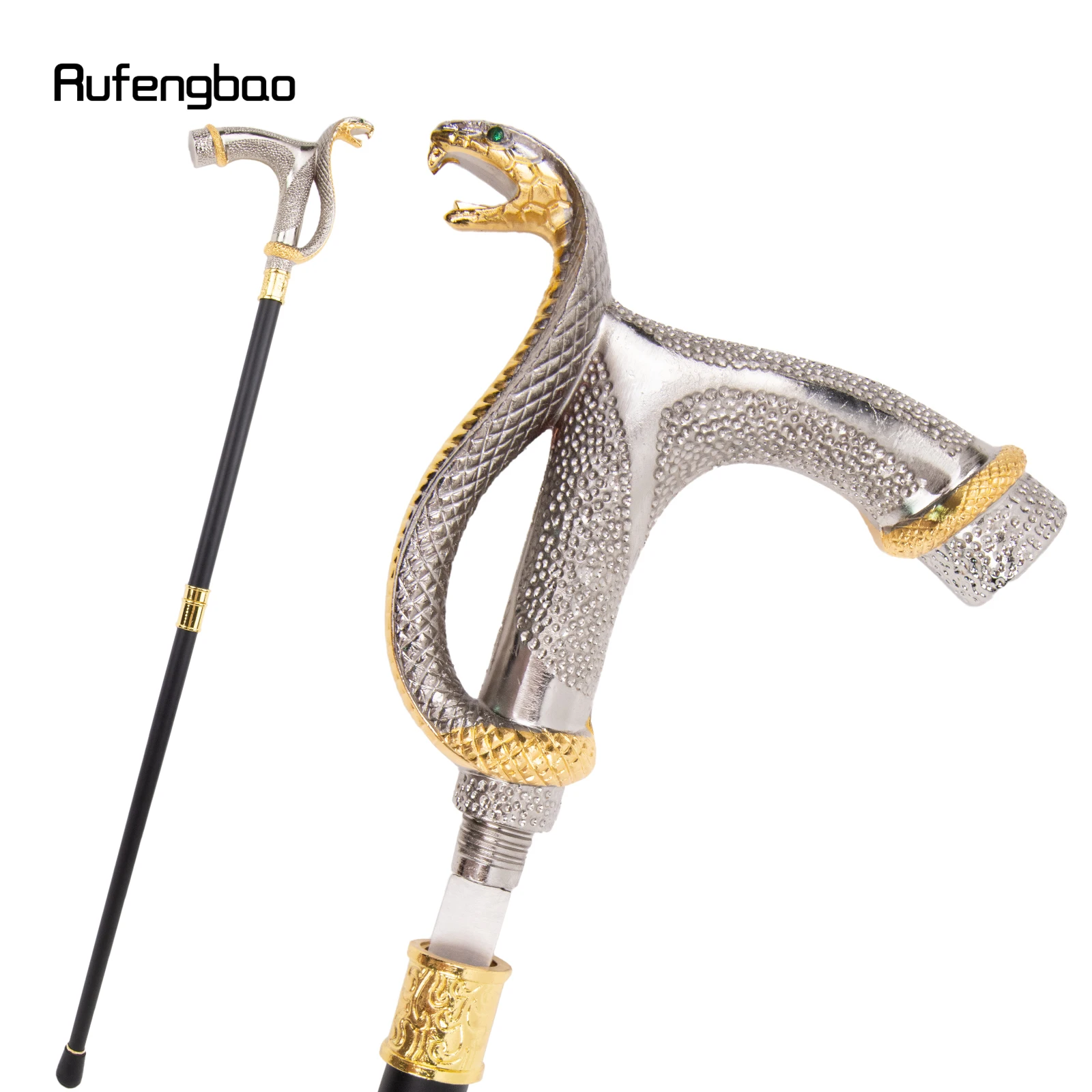 Spazierstock Kobra-Design Weiß Gold – 93 cm Cosplay-Stab