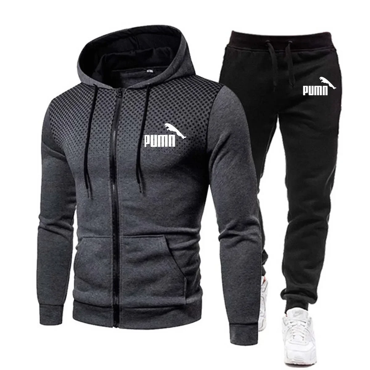 

2024 Spring and autumn men's fashion casual fitness sportswear set zipper hoodie + sweatpants jogging two-piece set