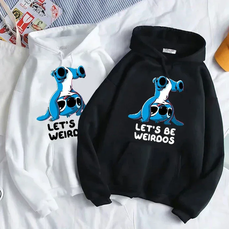 

Hoodies Women Stitch Harajuku Pullovers Cute Kawaii Casual Tops O-Neck Angel Print Hooded Sweatshirt Long Sleeves Goth