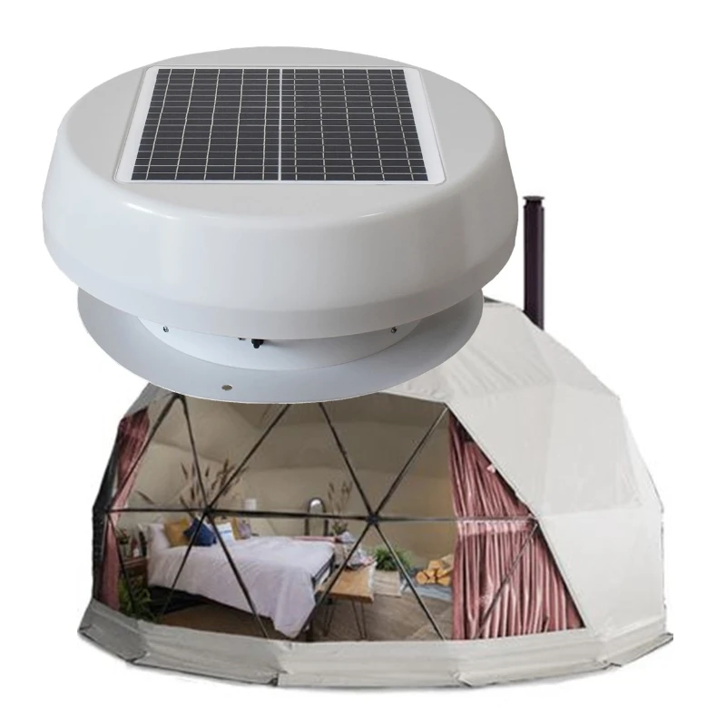 

2022 New Design Strong Waterproof Outdoor Ventilation Fan Air Vent Cooler Solar Appliances Solar Powered Dome Tent Exhaust Fan