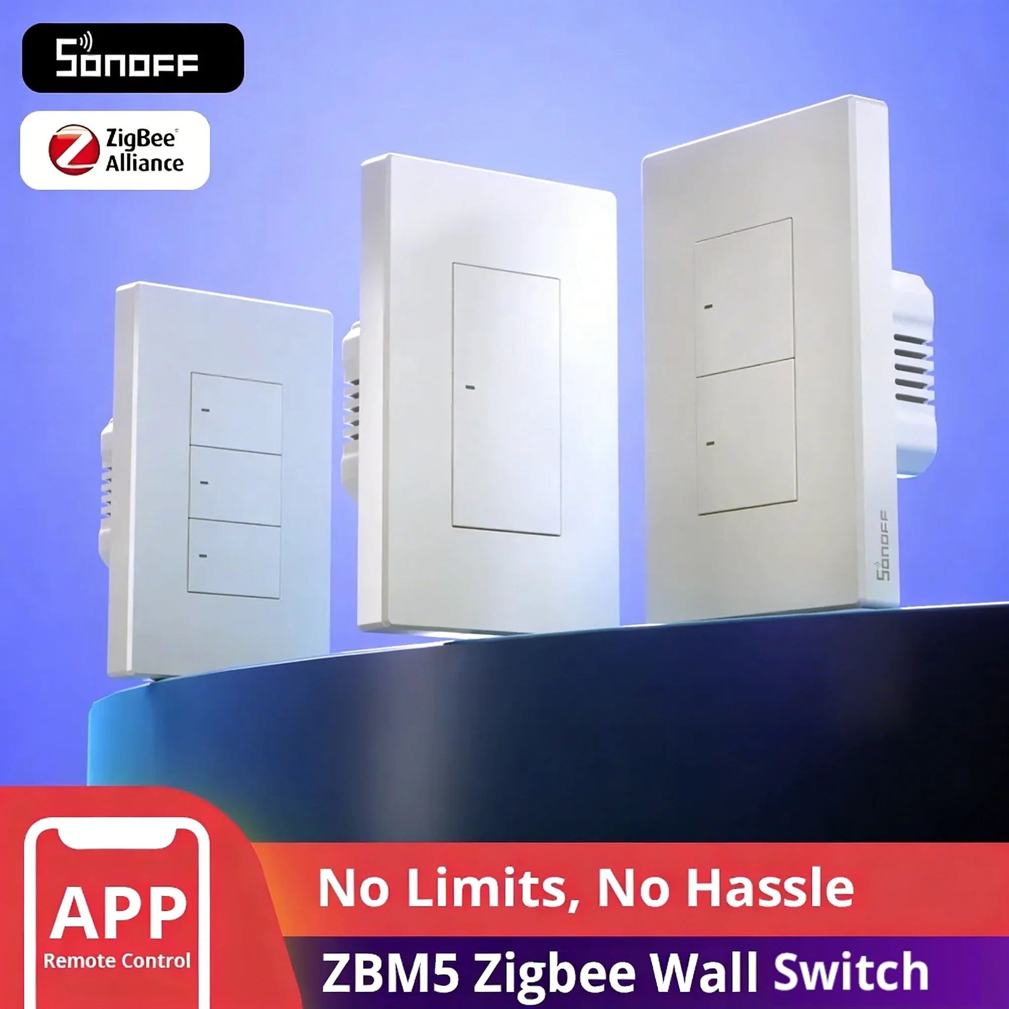 สวิตช์ติดผนังอัจฉริยะ SONOFF ZBM5 SONOFF M5 Zigbee SwitchMan รองรับแบบไม่มีสายกลางและแบบมีสายกลาง 120 แบบ พร้อม EWELINK 1
