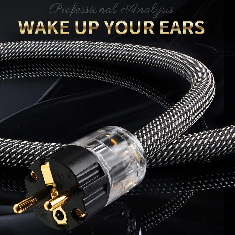 YYTCG HIFI Power Cord OFC Cable EU/US Series Connection for Audio Power Amplifier Filter