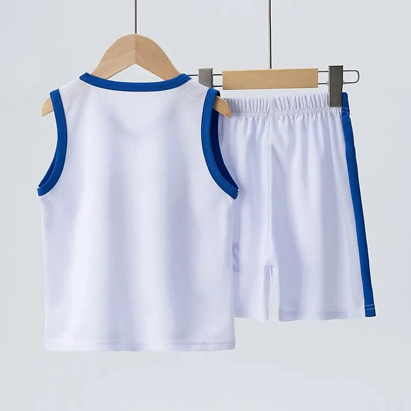 Traje deportivo de secado rápido para niños, chaleco para correr, informal, Joker, pantalones cortos de cintura elástica, multicolor, 2/4 piezas, verano - Imagen 3