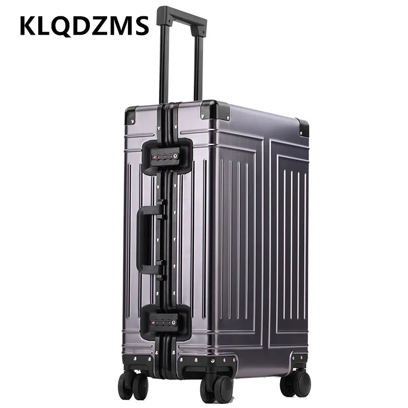 KLQDZMS Wheeled Luggage All Aluminum Magnesium Alloy Trolley Case Men Boarding Box Women's Suitcase 20