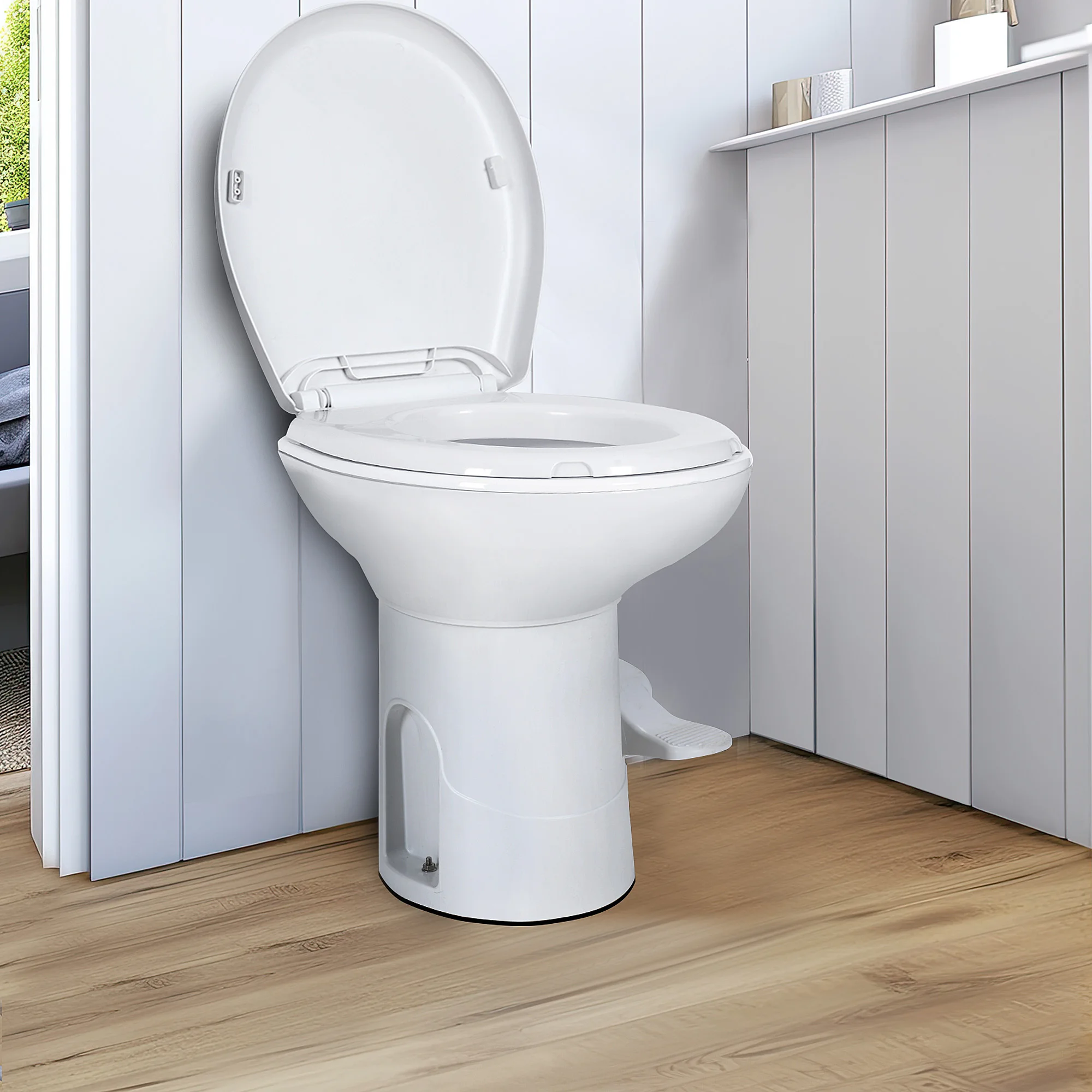 Portable Toilet High Profile w/ Pedal Flush for Outdoor Boat RV Travel Camping
