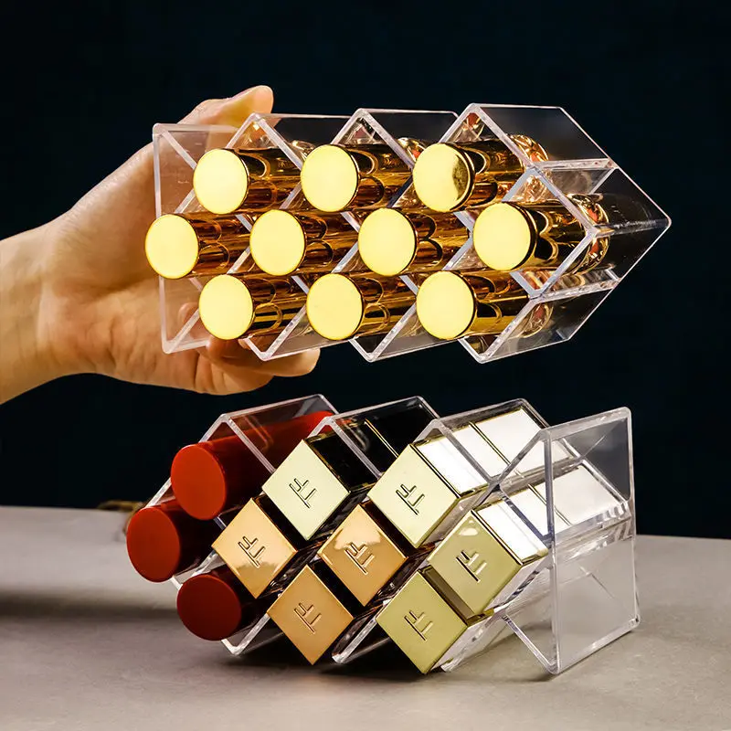 Lipstick Holder Make-up Organizer Cosmetic Storage Box Lip Gloss Storage Rotating Display Stand Transparent Plastic Storage Box 2