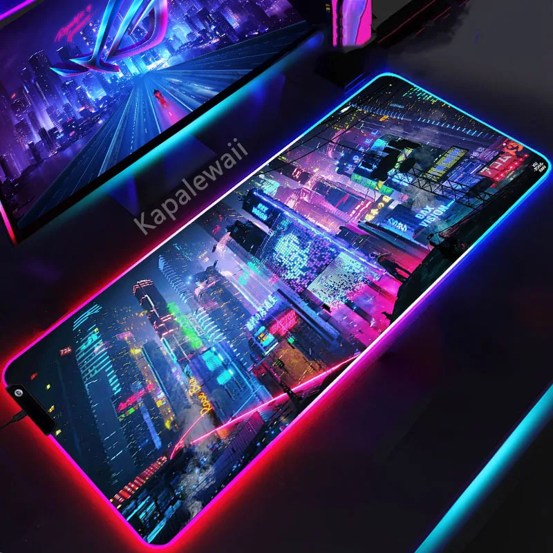 

Pixel Art Gaming Mousepad RGB Mousemat LED Office Mouse Pad XXL Oversize Non-slip Desk Mat Laptop Speed Keyboard Pads 900x400mm