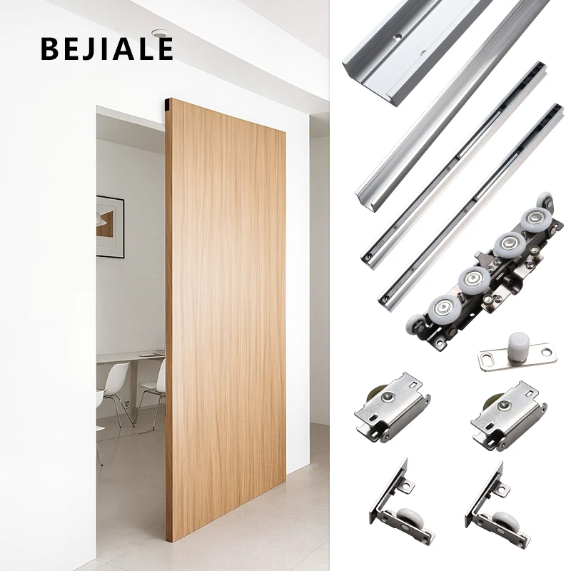 Barn ประตูภายในเลื่อนประตูอุปกรณ์รางสําหรับเลื่อนประตูสไลด์ชุด Home ชุดเฟอร์นิเจอร์ฮาร์ดแวร์การปรับปรุง 1