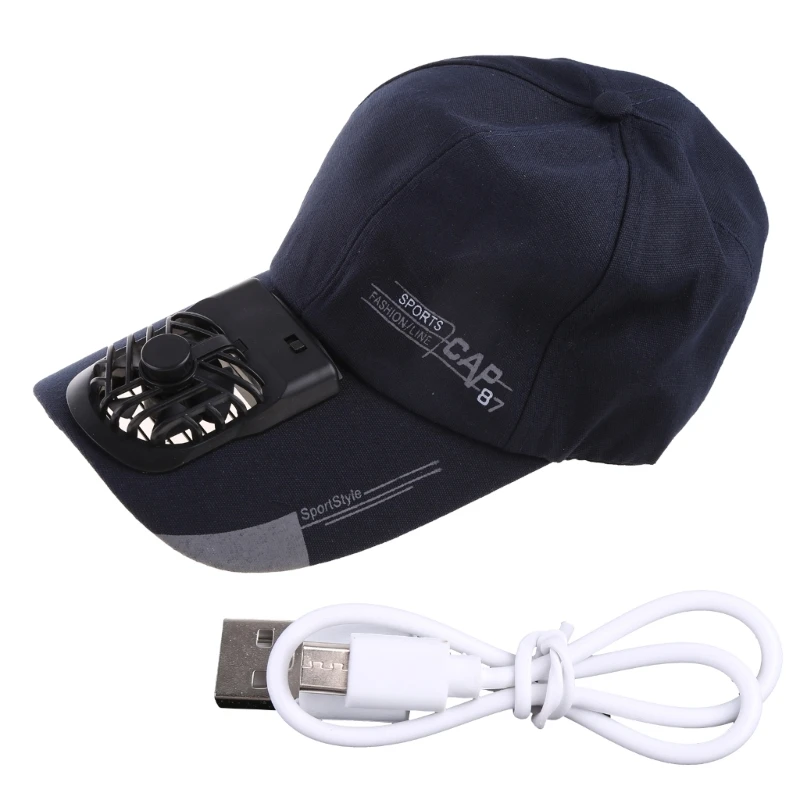 여름 USB 충전 팬 야구 모자 편지 인쇄 2 속도 조절 가능한 정점 모자 NEW