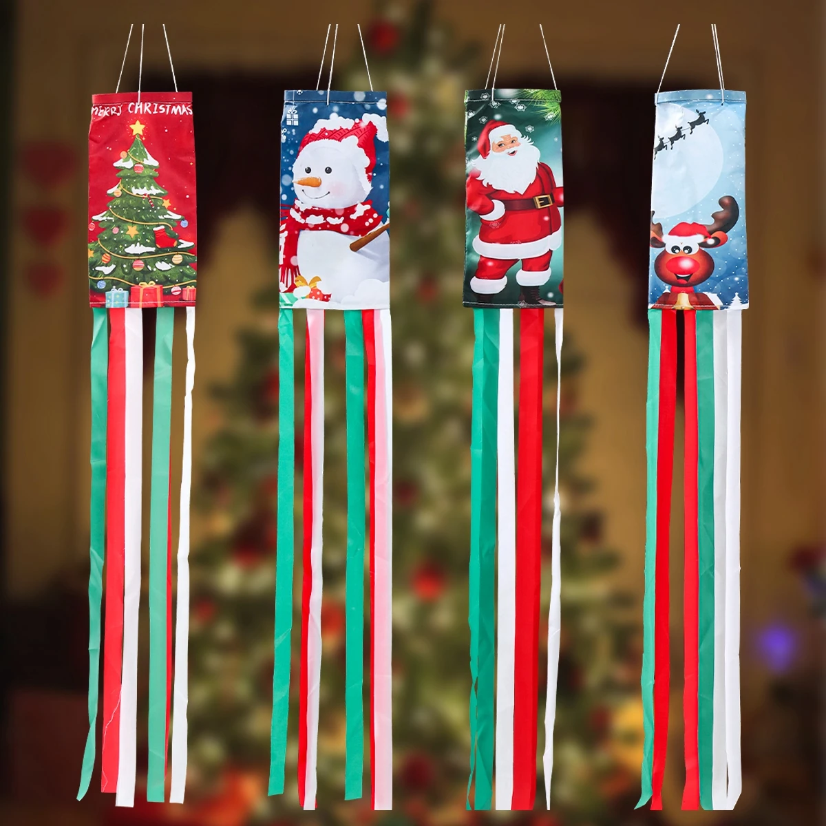 

Snowman Santa Elk Christmas Banner Flag Merry Christmas Decorations For Home 2023 Cristmas Ornament Xmas Navidad Gifts New Year