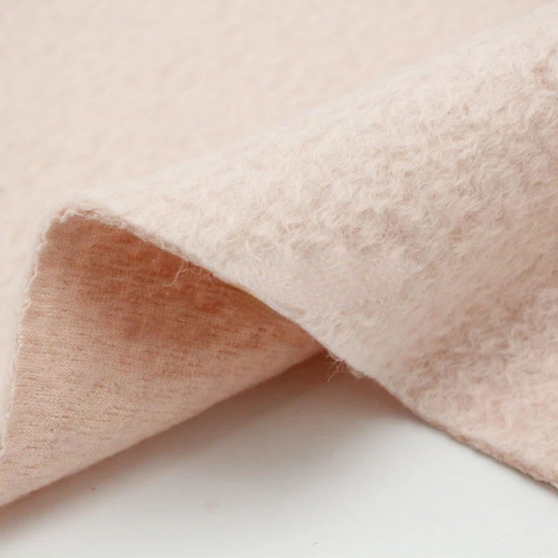 

Fabric Width 137cmx50cm Printing and Dyeing Light Pink Wool Fluffy Multi-Layer Knitted Wool Wool Fabric Diy Coat Autumn Winter