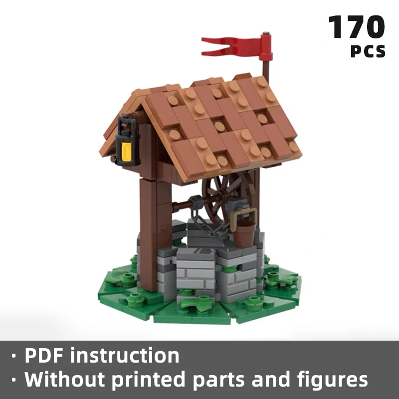 Mattoni Della Città Del Pozzo D'Acqua Medievale Castello Medievale Street View Blocks Water Well Modular Moc Bricks Fortress Gift Blocchi Modulari