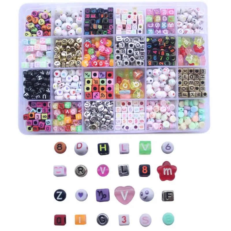 

1200Pcs Multi Candy Colored Acrylic Letter Beads Cube for Name Bracelets Necklaces DIY Crafts Jewelry Making with Box