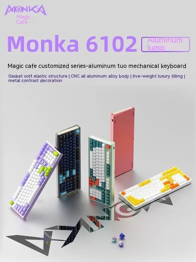 Monka 6102 Mechanical Keyboard Kit Wired Hot Swap Rgb Gasket