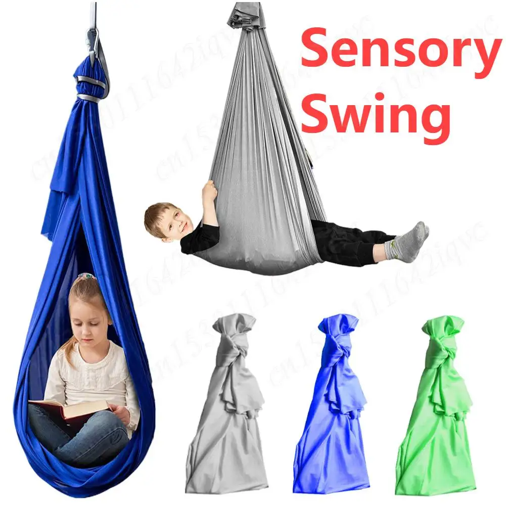 Kids Sensory Swing Adjustable Swing Yoga Suspension Bed Compression Therapy Hammock Healing Relaxing Cuddle Sensory swing toy outdoor play equipment