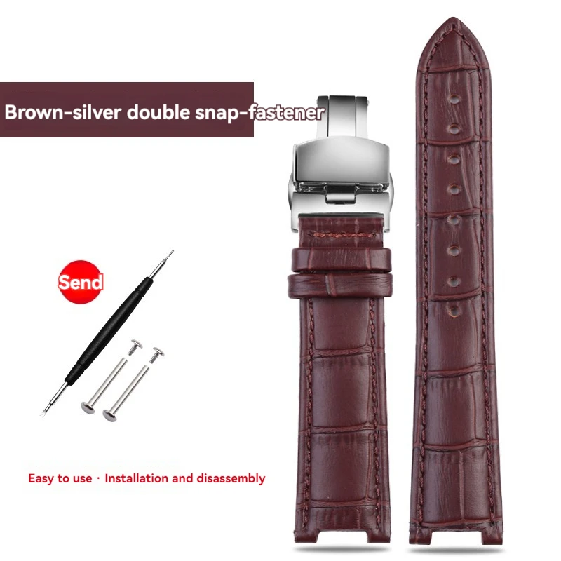 Elegant Green Brown Calfskin Cowhide Watch Strap
