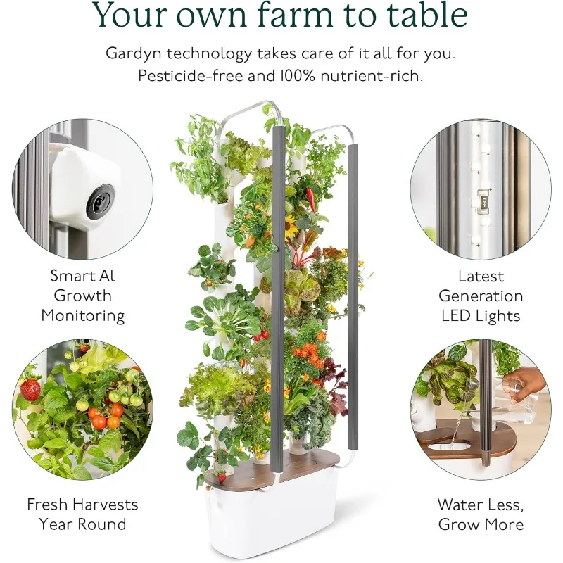 Gardyn 3.0 Hydroponics Growing System Kit,Vertical Indoor Garden Planter Herb Garden,30 Non-GMO Indoor Plants,Herbs,Vegetables