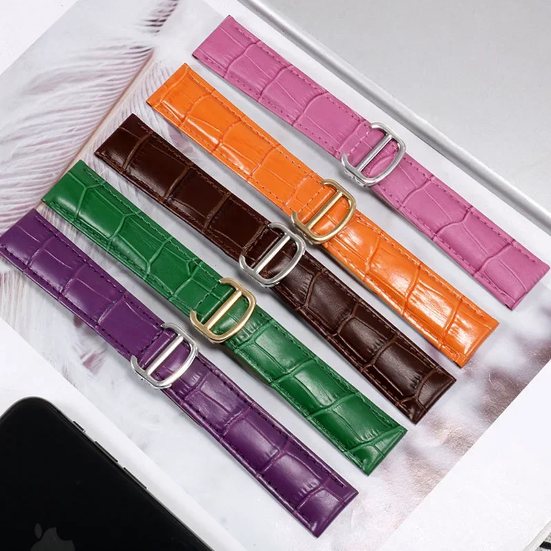 Cinturino Per Orologio In Vera Pelle 16Mm 18Mm 20Mm 22Mm Per Cartier Tank Solo Per Uomo Donna Sostituisci Cinturini