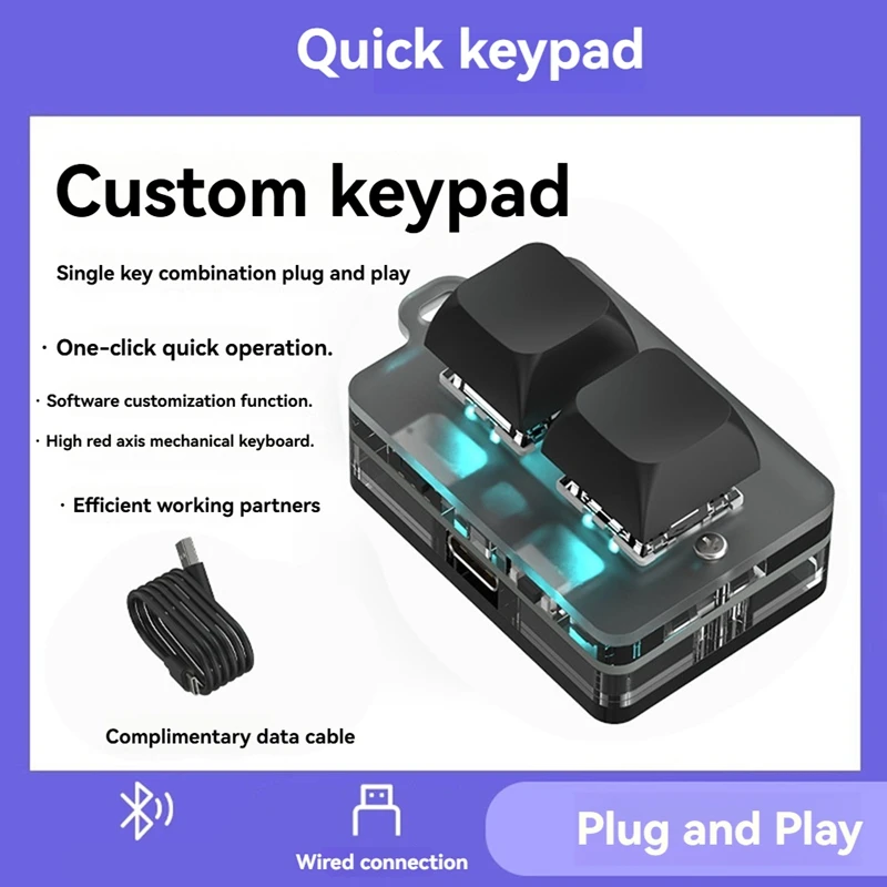 Bluetooth Mini 2 Key Keypad Copy Paste Hot Swap Games One Key Password Mechanical Accessories For Home And Travel A