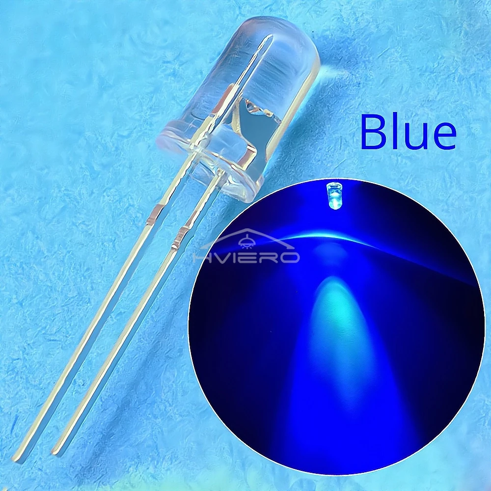 100pcs F5 5mm Round White Red Blue Warm Pink UV Water Clear Led Super Bright Lights Emitting Diodes 6000-6500k Lamp Beads Bulb