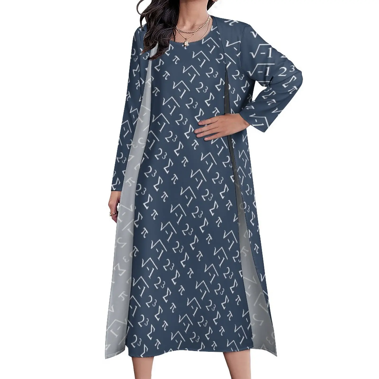 

Funny Math Dress Autumn I 8 Sum Pi Print Aesthetic Boho Beach Long Dresses Female Design Vintage Maxi Dress 3XL 4XL 5XL