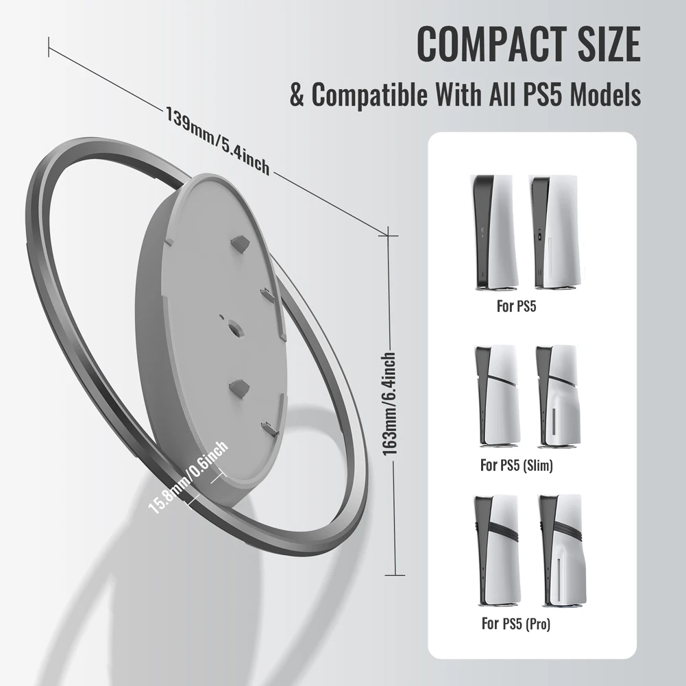 휴대용 금속 수직 스탠드 게임 콘솔 호스트 스탠드 미끄럼 방지 베이스 홀더 베이스 스탠드 교체용 PS5 Pro/PS5 Slim/PS5