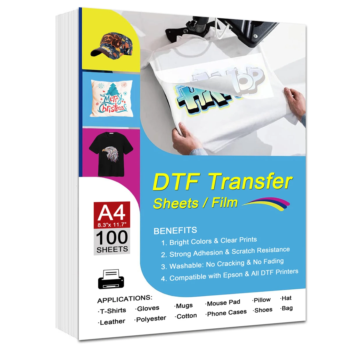 A4 DTF Film Digital Inkjet Printing Film 75U Thickness Transfer Film PET Heat Transfer Paper PreTreat Sheets Direct on T shirt