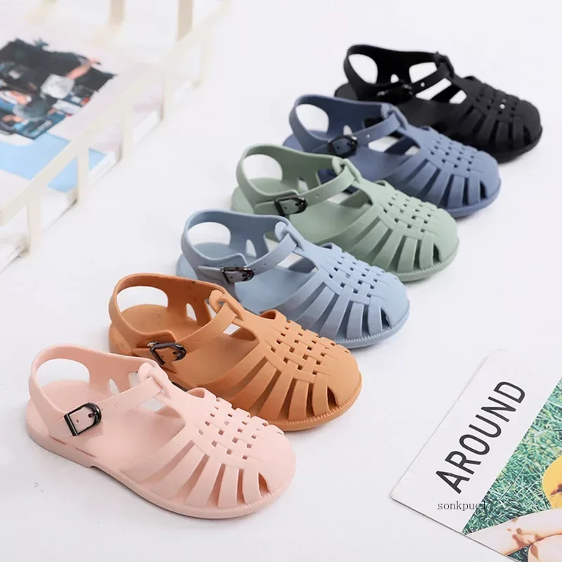 Summer Children Sandals Baby Girls Toddler Soft Non-slip Princess Shoes Kids Candy Jelly Beach Shoes Boys Casual Roman Slippers 1