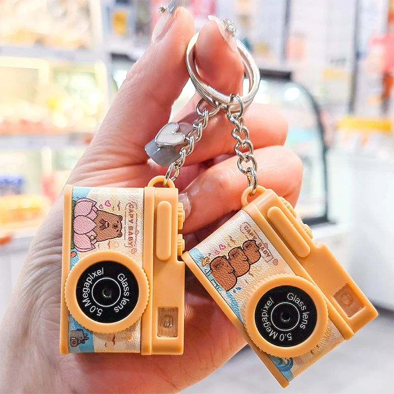 小物 Digital Camera Keychain Mini Camera Cartoon Capybara Camera Keychain Creative LED Light