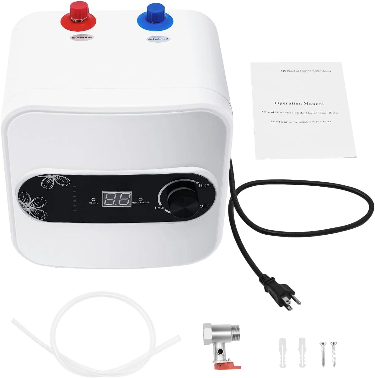 2갤런 미니 전기 언더싱크 온수기 110V/220V 1500W 즉시 사용 가능한 순간 온수기 (욕실, RV, 캐비닛용)