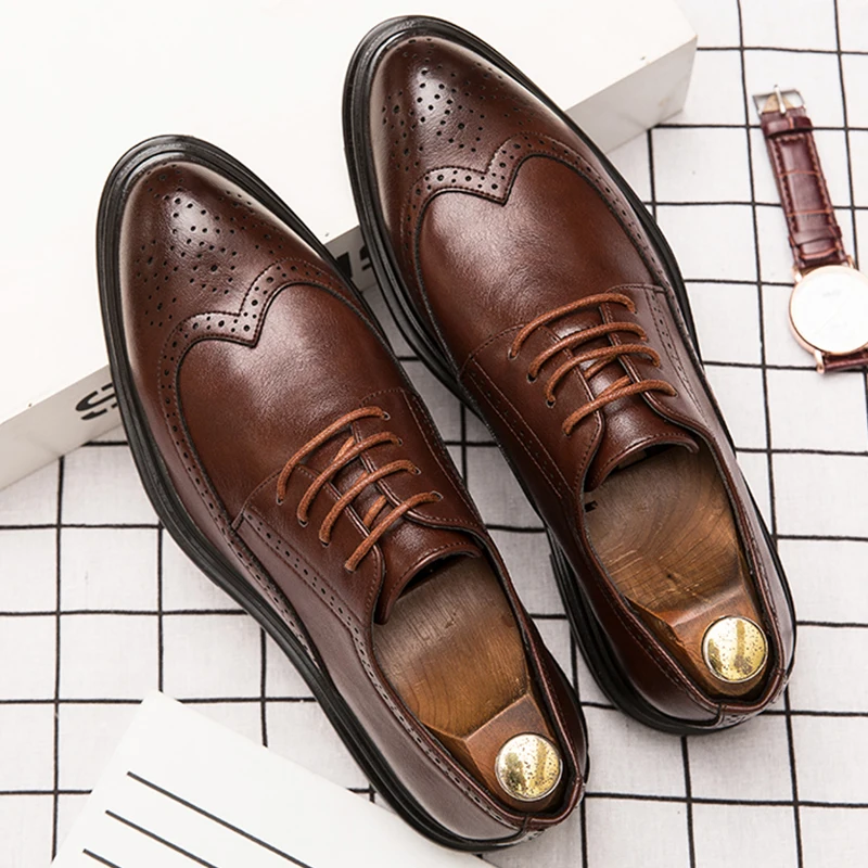 Brogues Leather Shoes Men Classic Men's Dress Shoes 