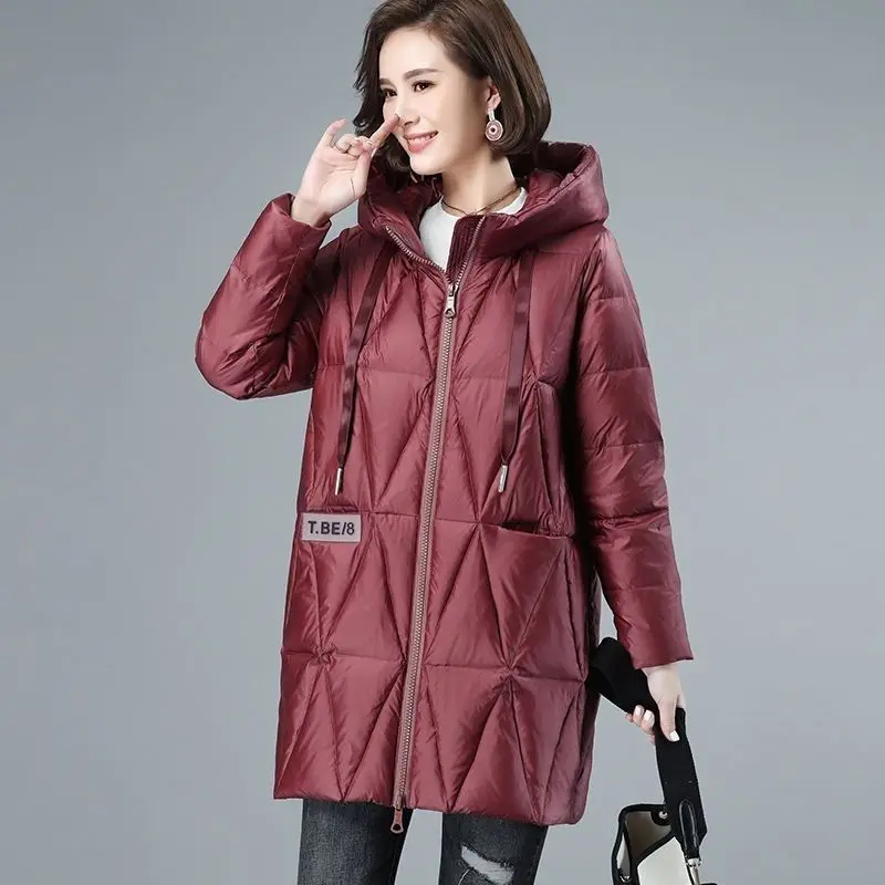 

New 2023 Women Down Cotton Padded Jacket Winter Outerwear Korean Loose Top Long Plus Padded Hooded Coat