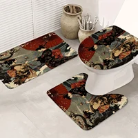 Graceful Japanese Geisha Serenity Bathroom Set - Waterproof Shower Curtain, Toilet Lid Cover, Bath Mat, and Contour Mat 2