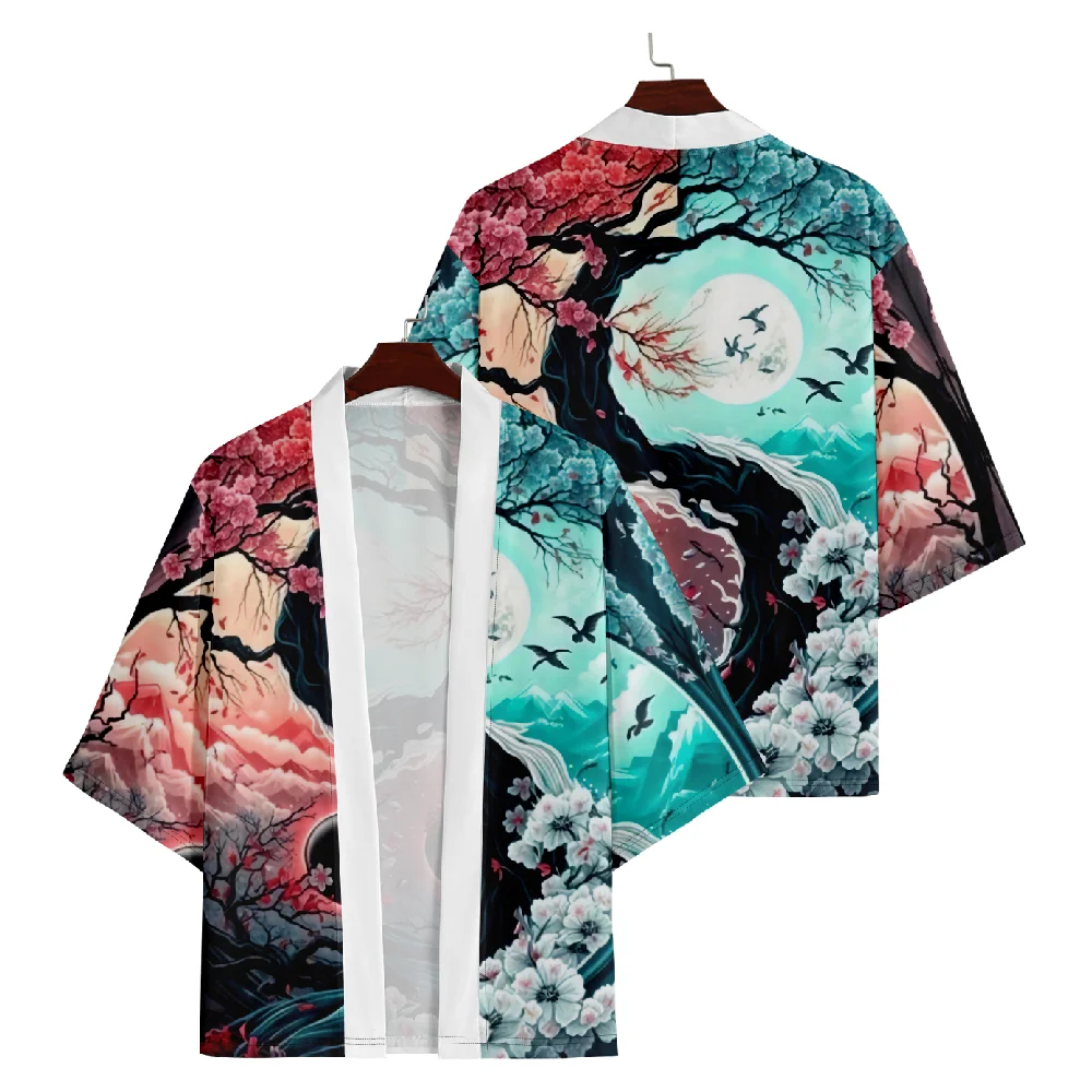 Kimono Plus Size 6XL 5XL 4XL Fashion Summer Beach Japanese Robe Cardigan Women Men Shirts Yukata Haori