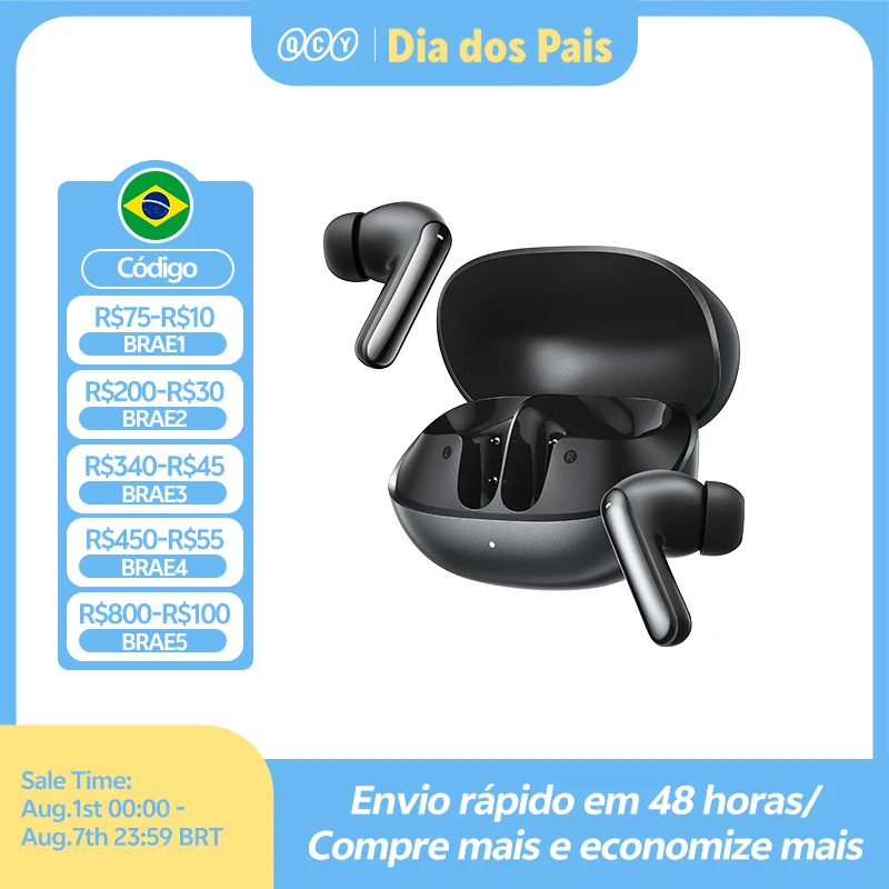 Fones de Ouvido Sem Fio QCY Melobuds N20 BH25HT20A Bluetooth 6.0 - ANC Adaptativo de -50dB, Drivers de 13mm, 6 Microfones, Chamadas HD, 40 Horas de Duração