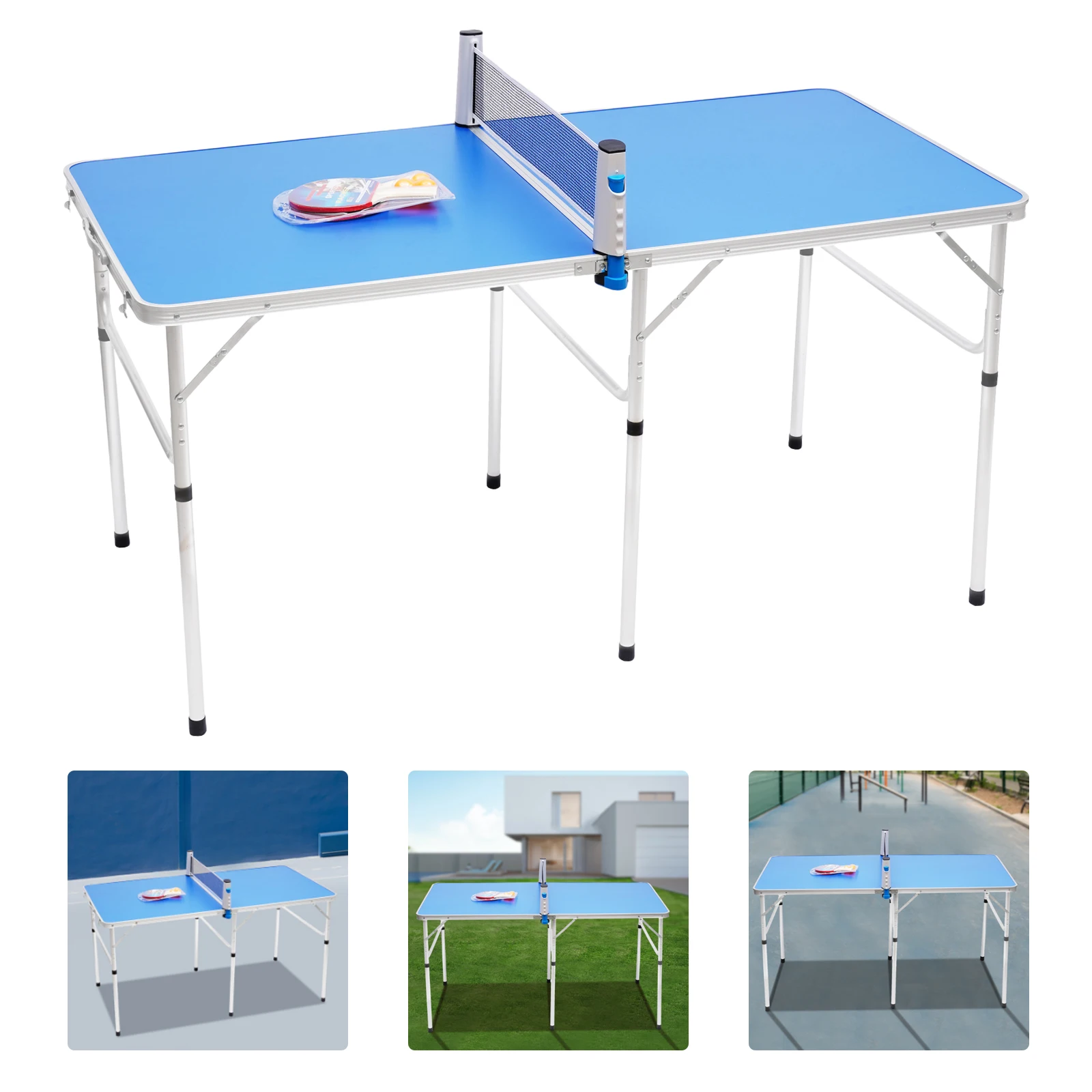 Foldable Ping Pong Table with Net Indoor Outdoor Tennis Table Ping Pong Foldable