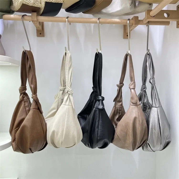 

Noes Logo Dumpling Bag Korean Casual Soft Leather Simple Commuter Single Shoulder Crossbody Tote Bag