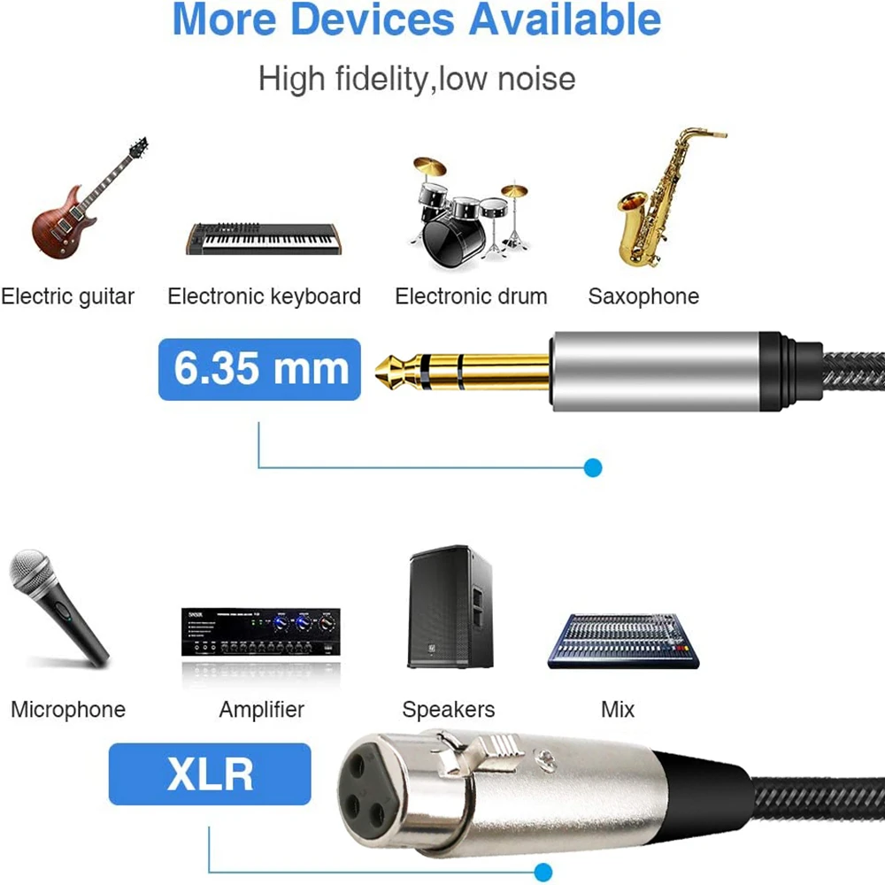 High-Quality XLR to 1/4 Inch TRS Audio Cable for Professional Sound Equipment