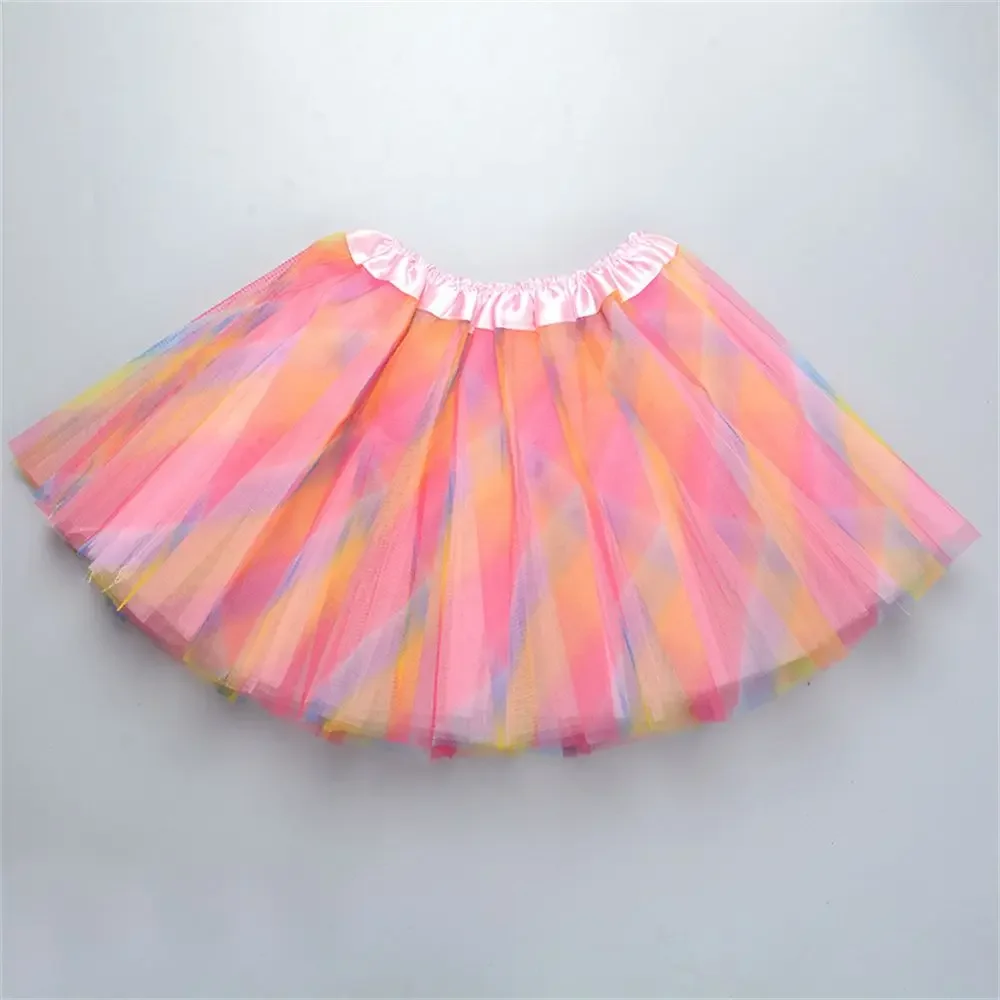 Multicolor Rainbow Tulle Princess Dance Skirt