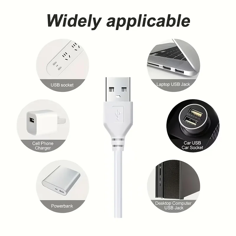 Warm White LED Strip Lights with On/Off Switch - USB Powered, Cuttable, Perfect for Bedroom, Kitchen, Mirror, Home Decor (3.2ft-100ft)