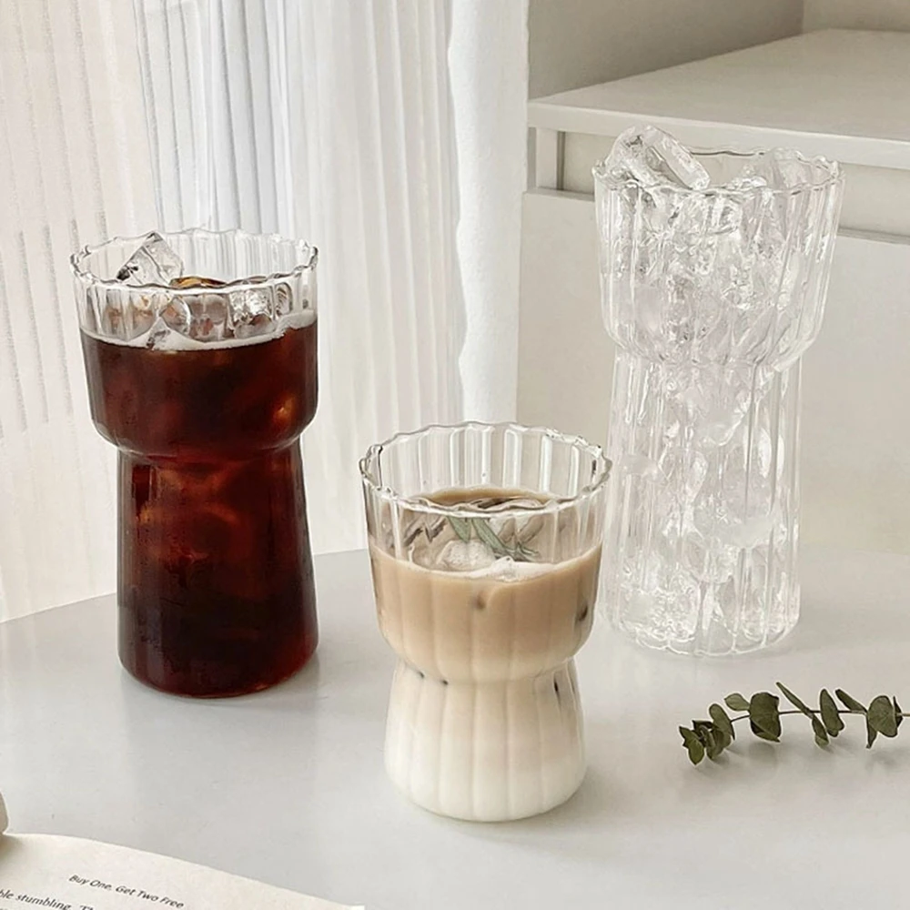 Ripple Drinking Glasses Origami Style Coffee Cup Glass Cup Clear Drink for Juice Milk Champagne Cocktail Glass Drink