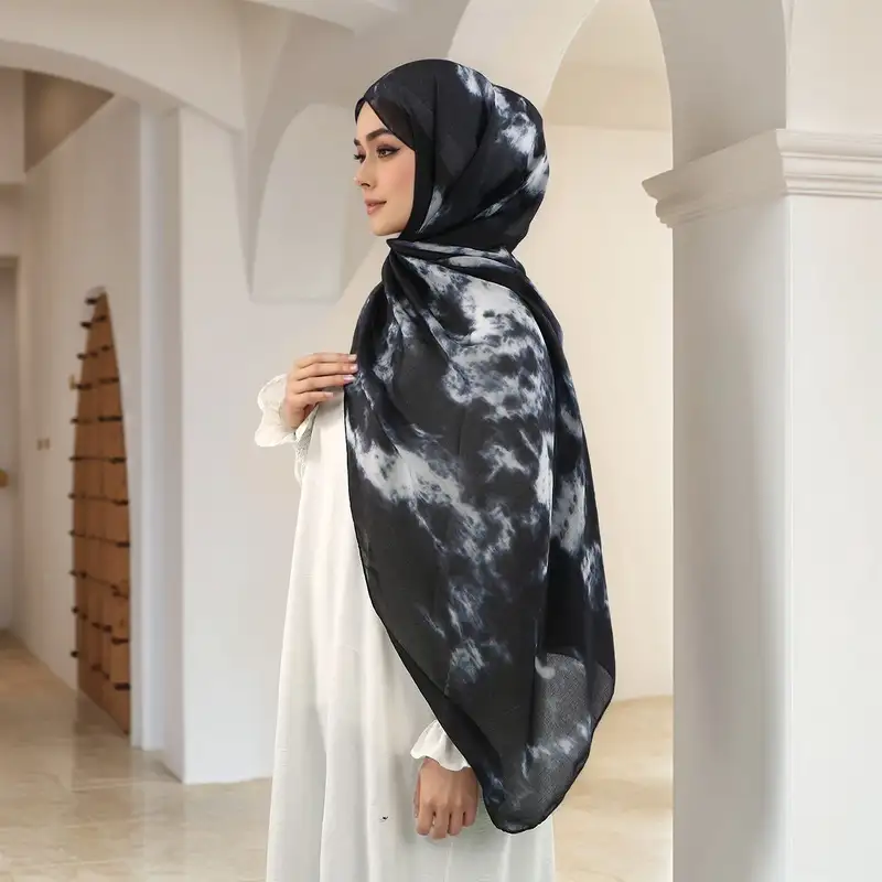 Women's Printed Modal Rayon Hijab Scarf Muslim Watercolor Hijabs Digital Printing Shawls Islam Turban Ramadan Headscarf Scarves - Image 10