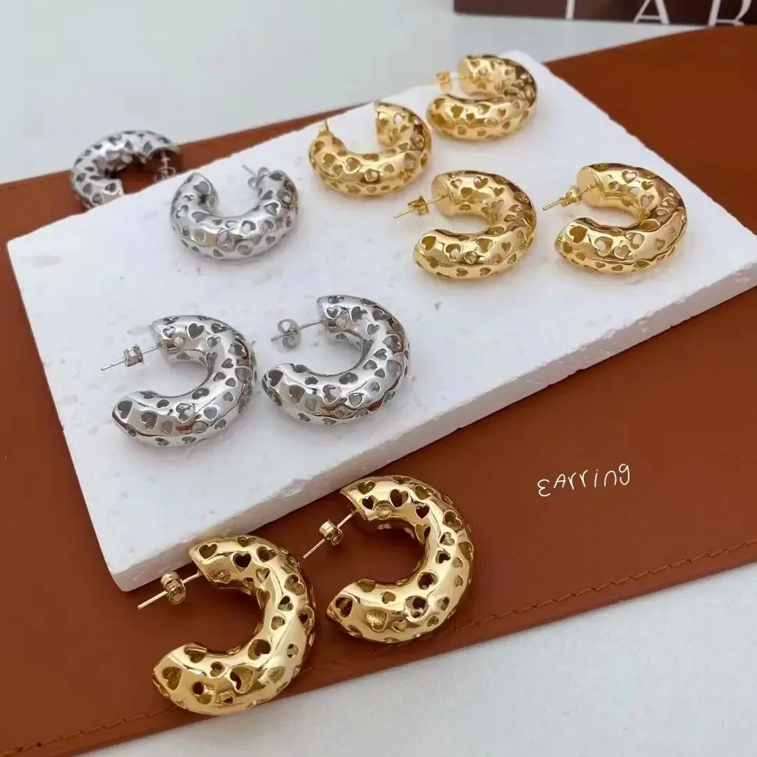 

5 пар, серьги-кольца в форме сердца для женщин и девушек, изысканные круглые серьги-гвоздики, свадебные украшения, подарок